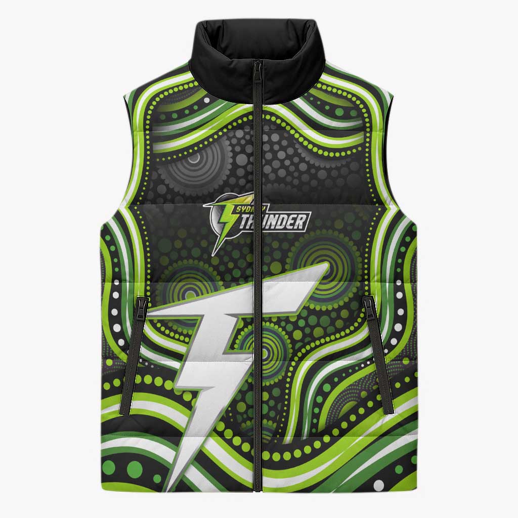 Sydney Thunder Cricket Sleeveless Puffer Jacket Australian Cricket Mascot - Modern Indigenous Style