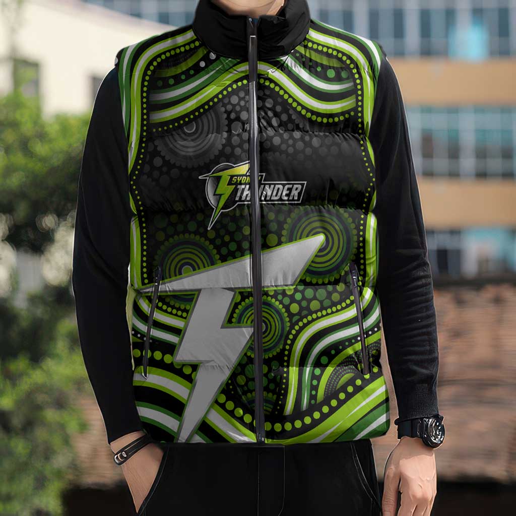 Sydney Thunder Cricket Sleeveless Puffer Jacket Australian Cricket Mascot - Modern Indigenous Style