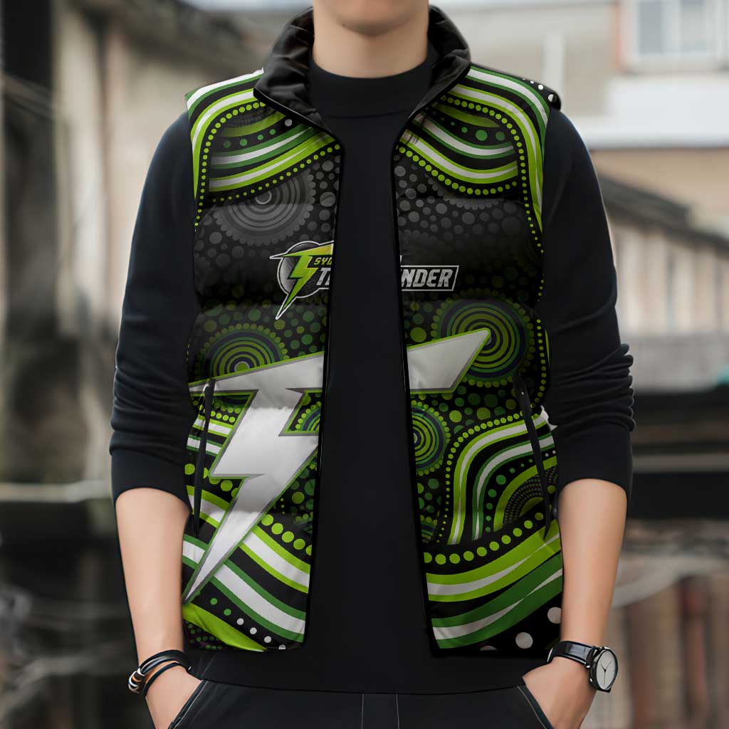 Sydney Thunder Cricket Sleeveless Puffer Jacket Australian Cricket Mascot - Modern Indigenous Style