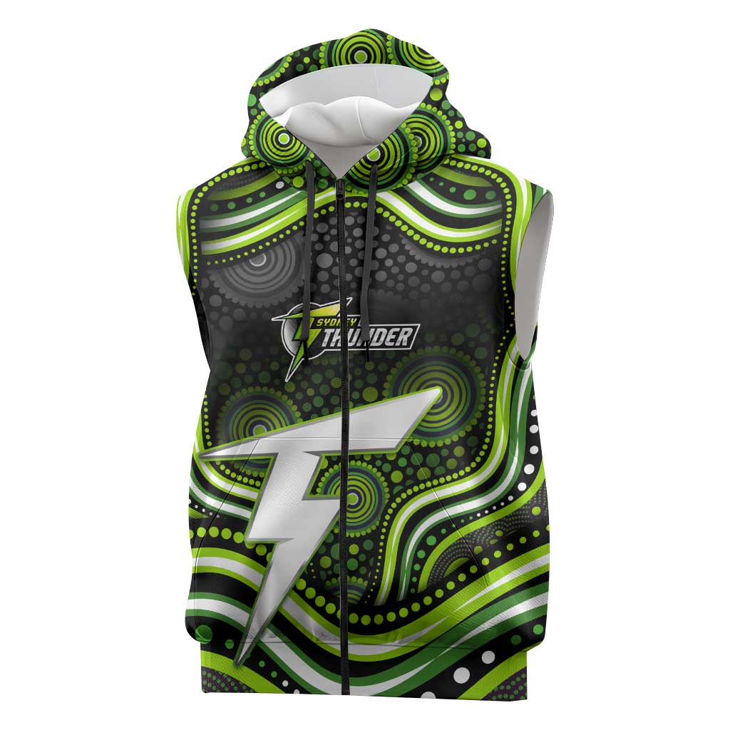 Sydney Thunder Cricket Sleeveless Zip Hoodie Australian Cricket Mascot - Modern Indigenous Style