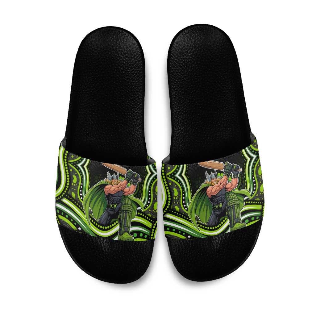 Sydney Thunder Cricket Slide Sandals Australian Cricket Mascot - Modern Indigenous Style