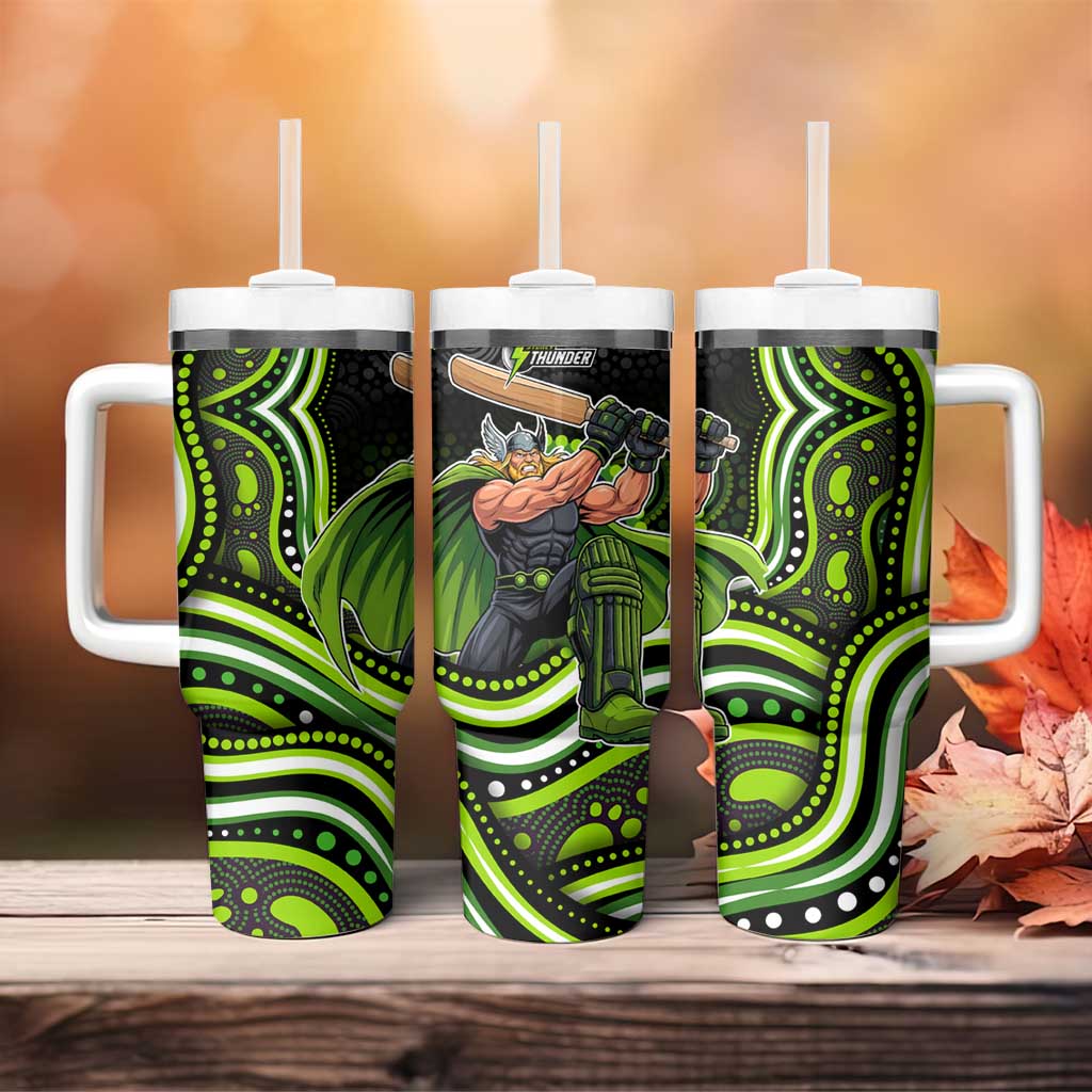 Sydney Thunder Cricket Tumbler With Handle Australian Cricket Mascot - Modern Indigenous Style