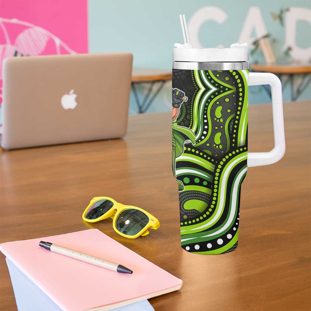 Sydney Thunder Cricket Tumbler With Handle Australian Cricket Mascot - Modern Indigenous Style