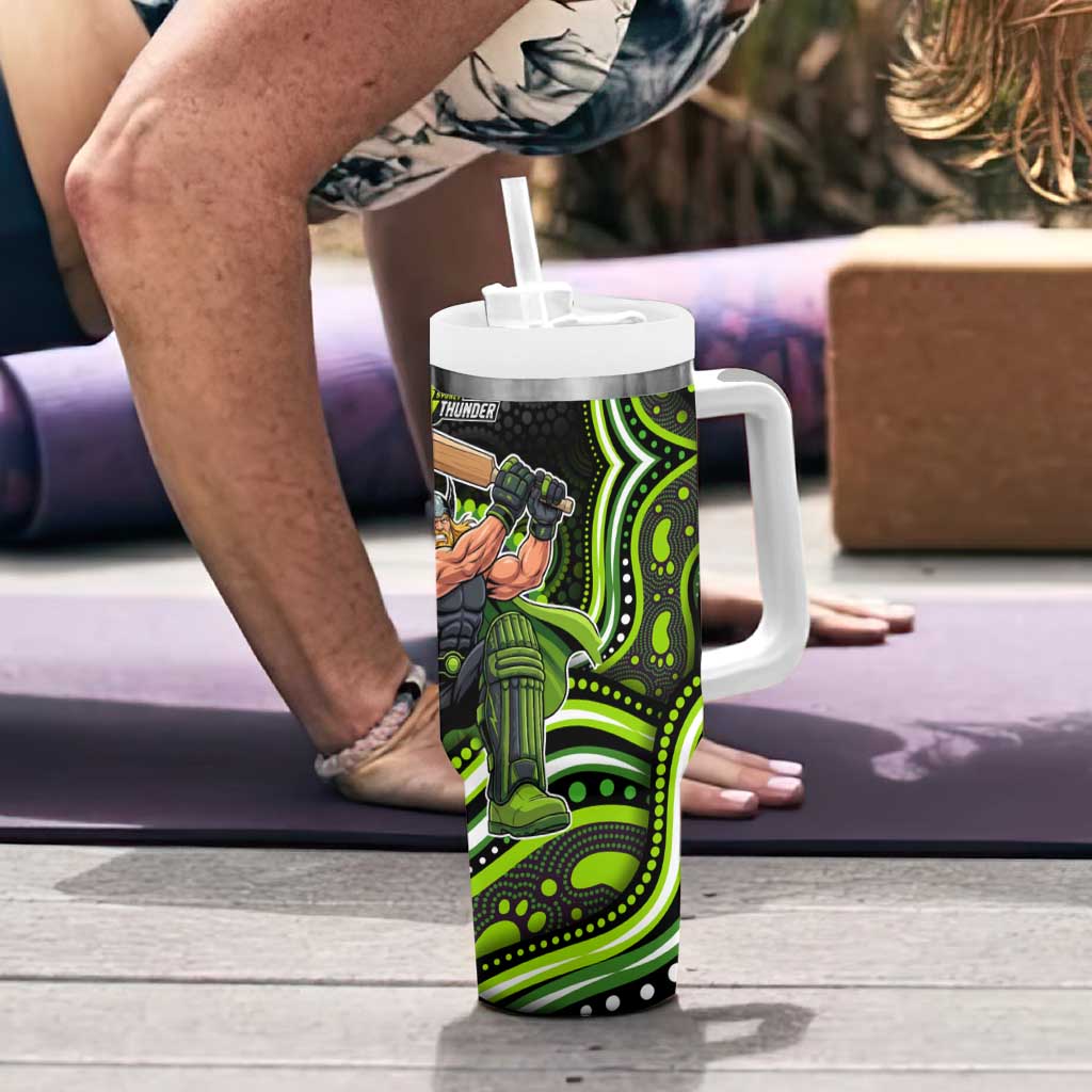 Sydney Thunder Cricket Tumbler With Handle Australian Cricket Mascot - Modern Indigenous Style