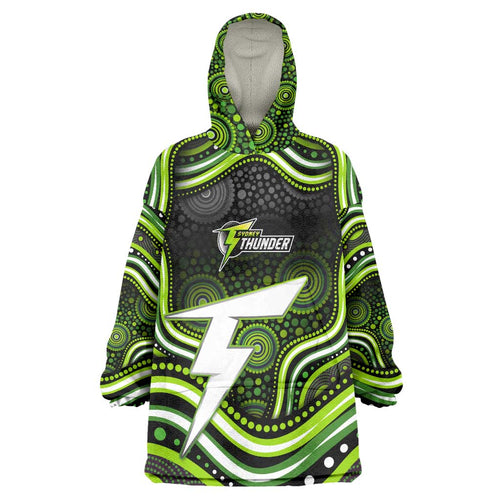Sydney Thunder Cricket Wearable Blanket Hoodie Australian Cricket Mascot - Modern Indigenous Style