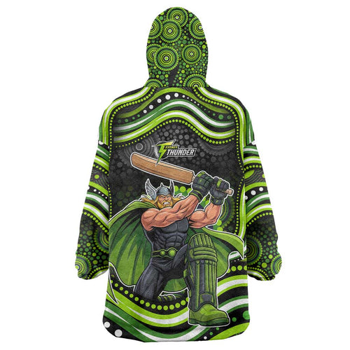 Sydney Thunder Cricket Wearable Blanket Hoodie Australian Cricket Mascot - Modern Indigenous Style