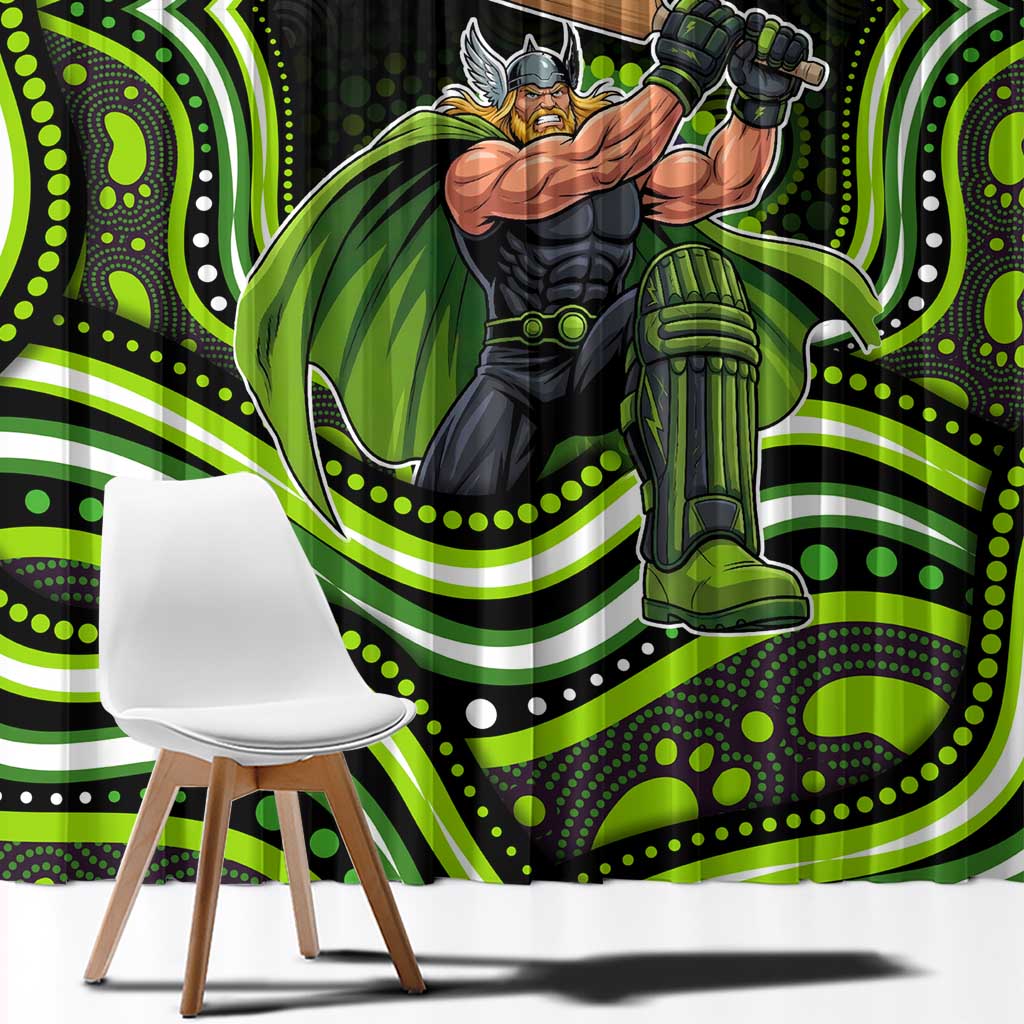 Sydney Thunder Cricket Window Curtain Australian Cricket Mascot - Modern Indigenous Style