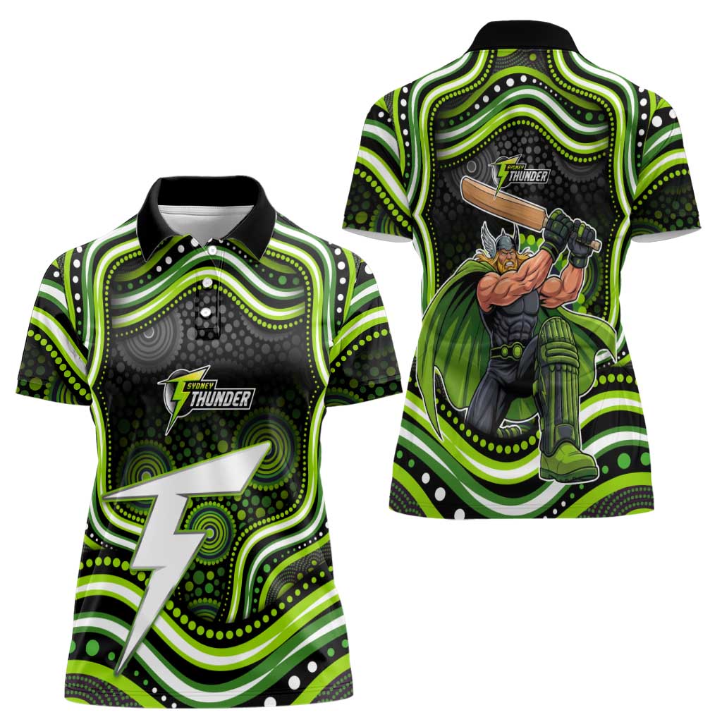 Sydney Thunder Cricket Women Polo Shirt Australian Cricket Mascot - Modern Indigenous Style