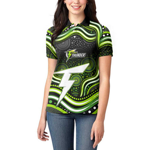 Sydney Thunder Cricket Women Polo Shirt Australian Cricket Mascot - Modern Indigenous Style