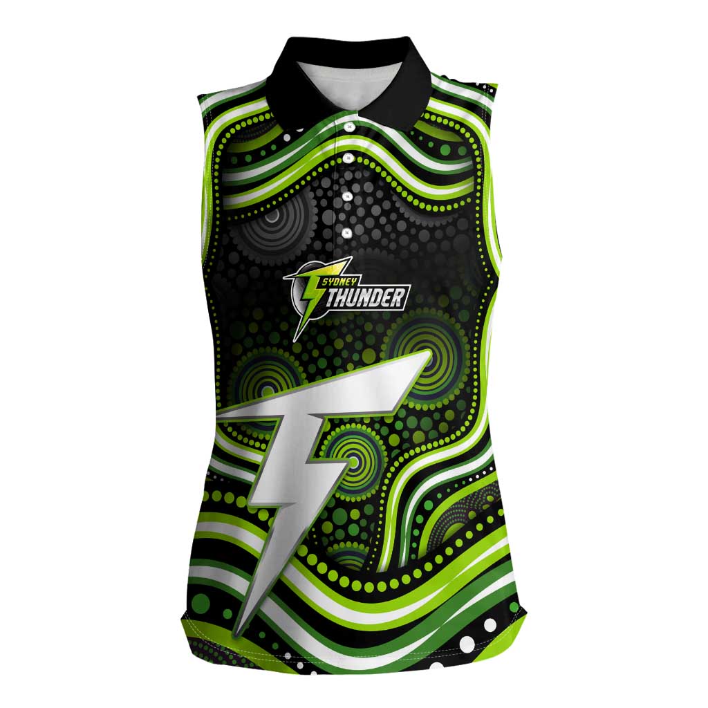 Sydney Thunder Cricket Women Sleeveless Polo Shirt Australian Cricket Mascot - Modern Indigenous Style