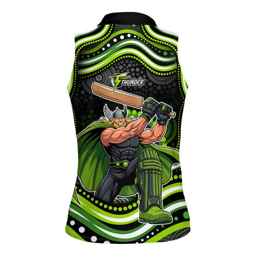 Sydney Thunder Cricket Women Sleeveless Polo Shirt Australian Cricket Mascot - Modern Indigenous Style