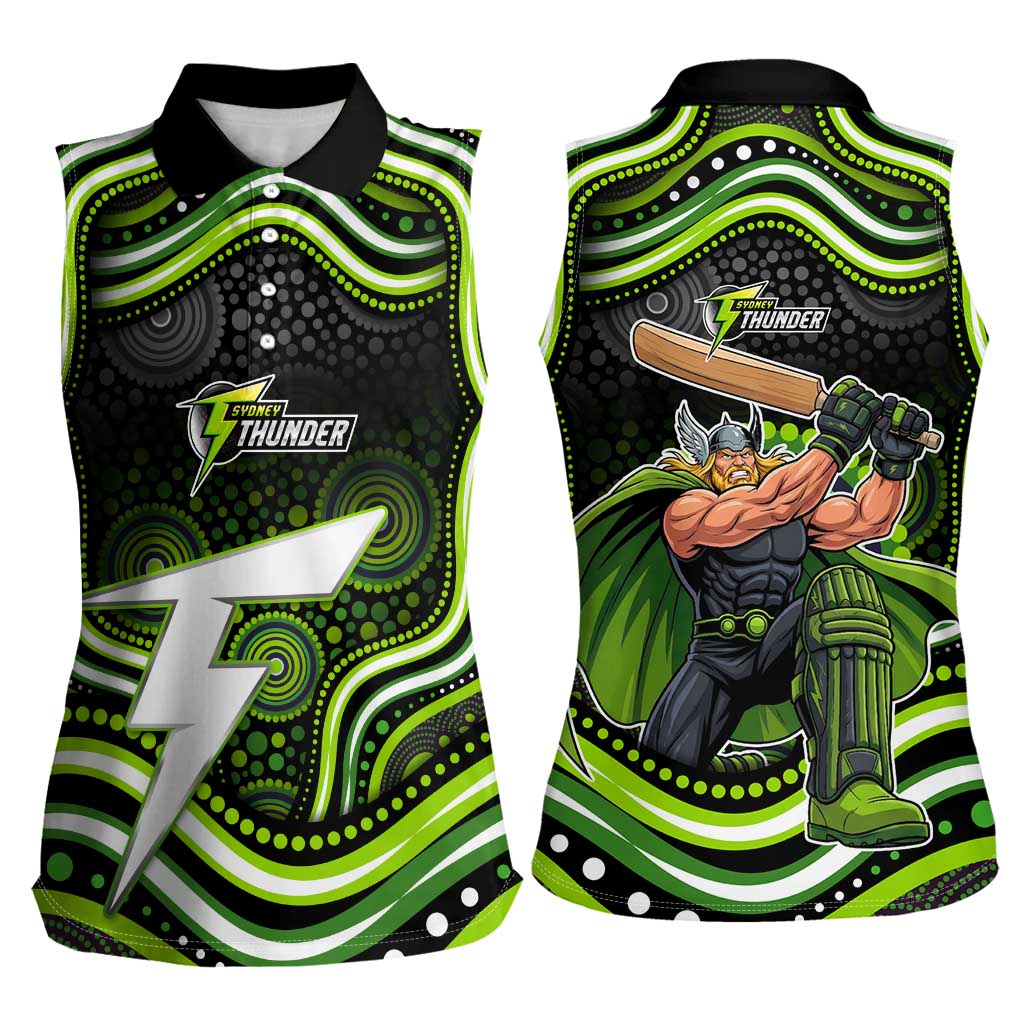 Sydney Thunder Cricket Women Sleeveless Polo Shirt Australian Cricket Mascot - Modern Indigenous Style