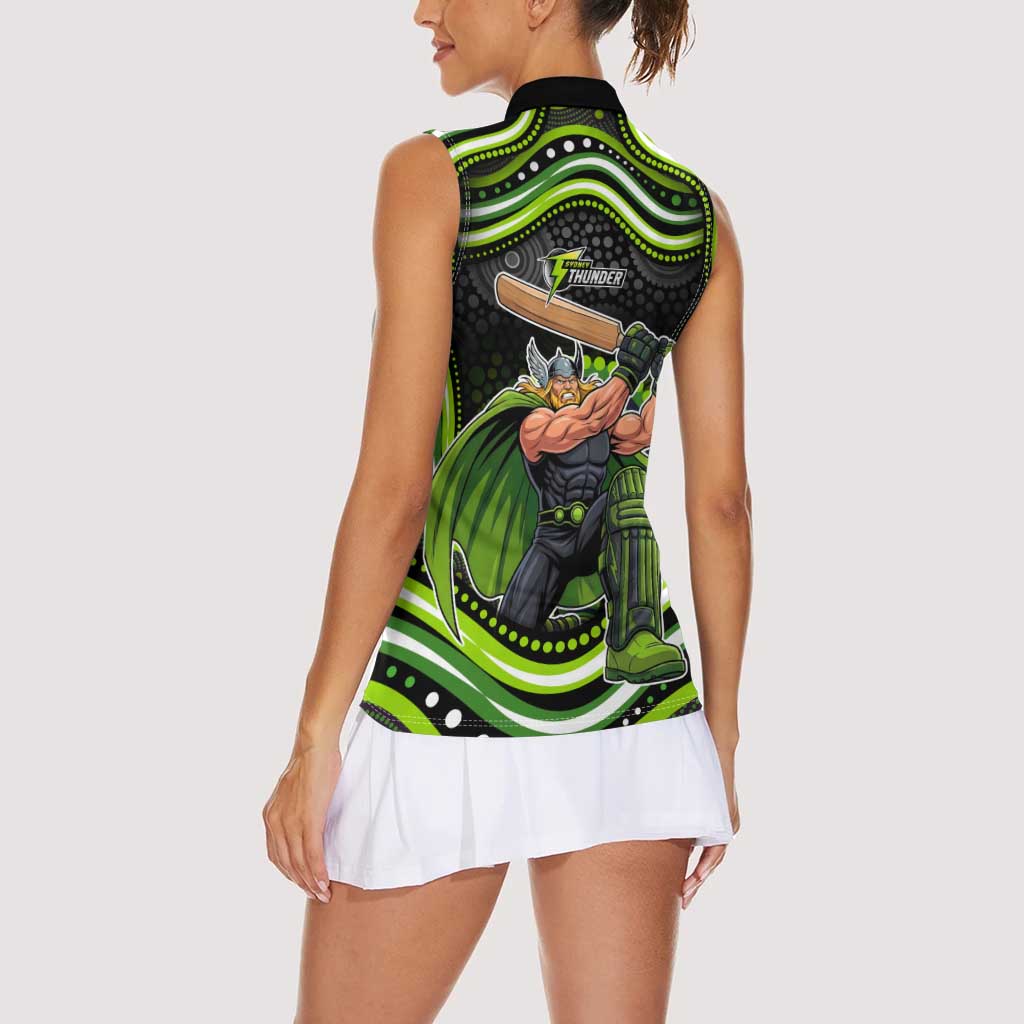 Sydney Thunder Cricket Women Sleeveless Polo Shirt Australian Cricket Mascot - Modern Indigenous Style
