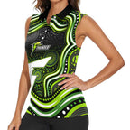 Sydney Thunder Cricket Women Sleeveless Polo Shirt Australian Cricket Mascot - Modern Indigenous Style