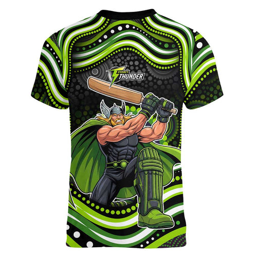 Sydney Thunder Cricket Women V-Neck T-Shirt Australian Cricket Mascot - Modern Indigenous Style