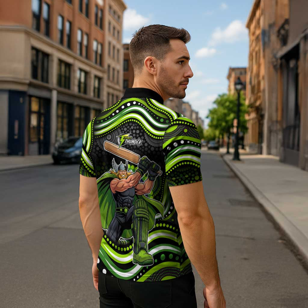 Sydney Thunder Cricket Zipper Polo Shirt Australian Cricket Mascot - Modern Indigenous Style