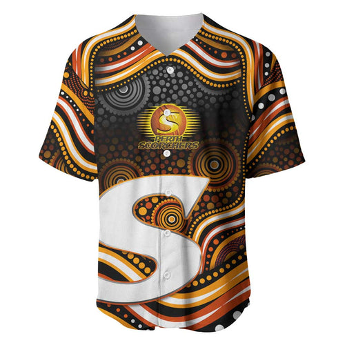 Perth Scorchers Cricket Baseball Jersey Australian Cricket Mascot - Modern Indigenous Style