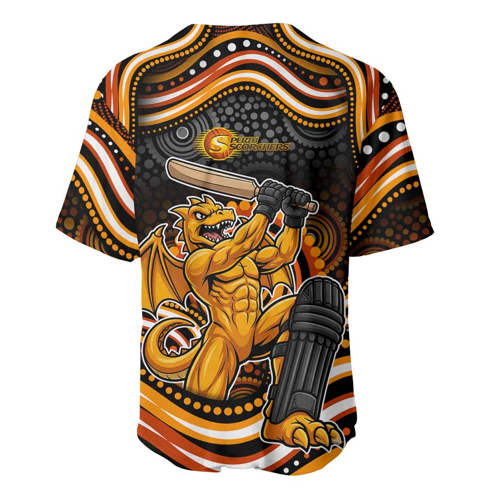 Perth Scorchers Cricket Baseball Jersey Australian Cricket Mascot - Modern Indigenous Style