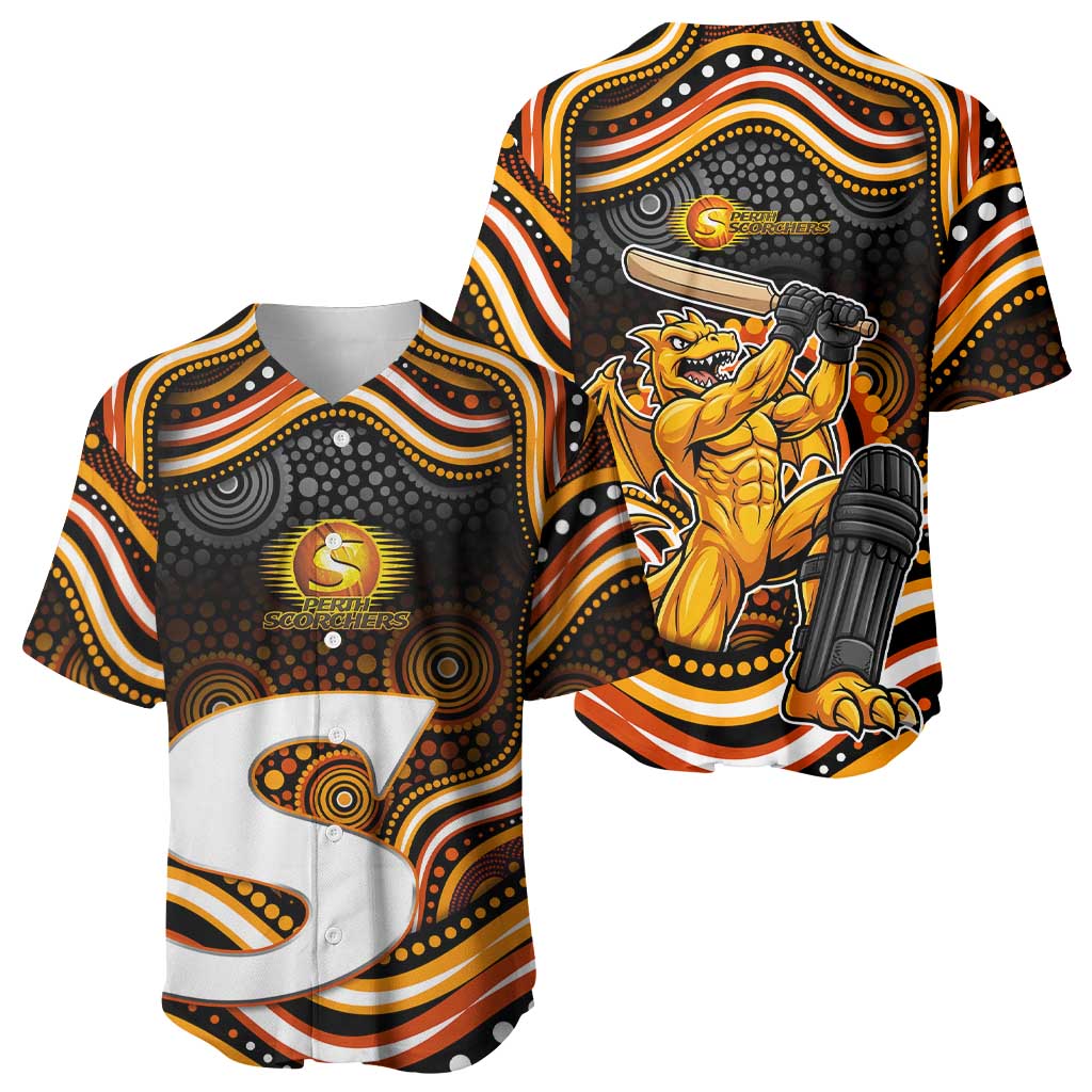 Perth Scorchers Cricket Baseball Jersey Australian Cricket Mascot - Modern Indigenous Style