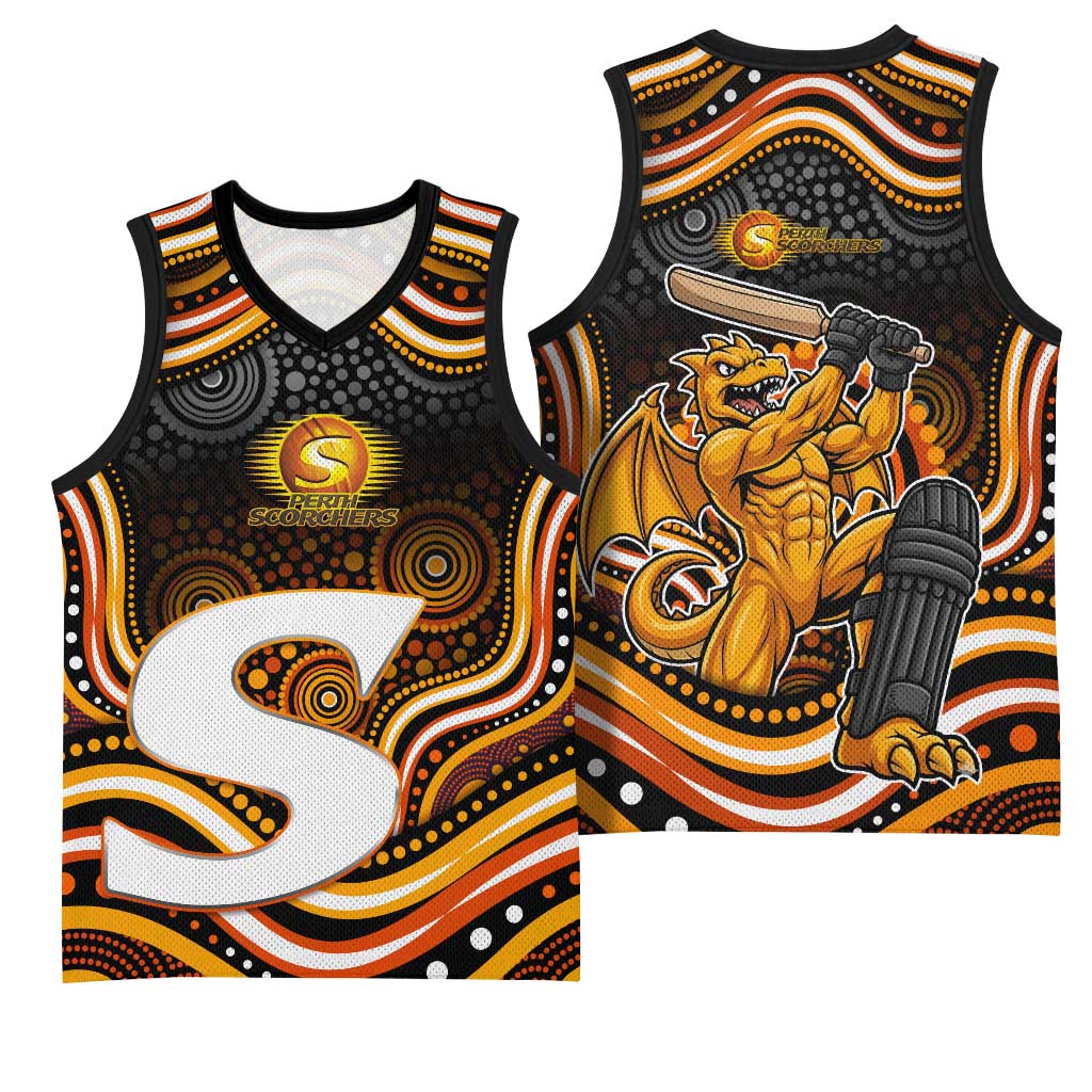 Perth Scorchers Cricket Basketball Jersey Australian Cricket Mascot - Modern Indigenous Style
