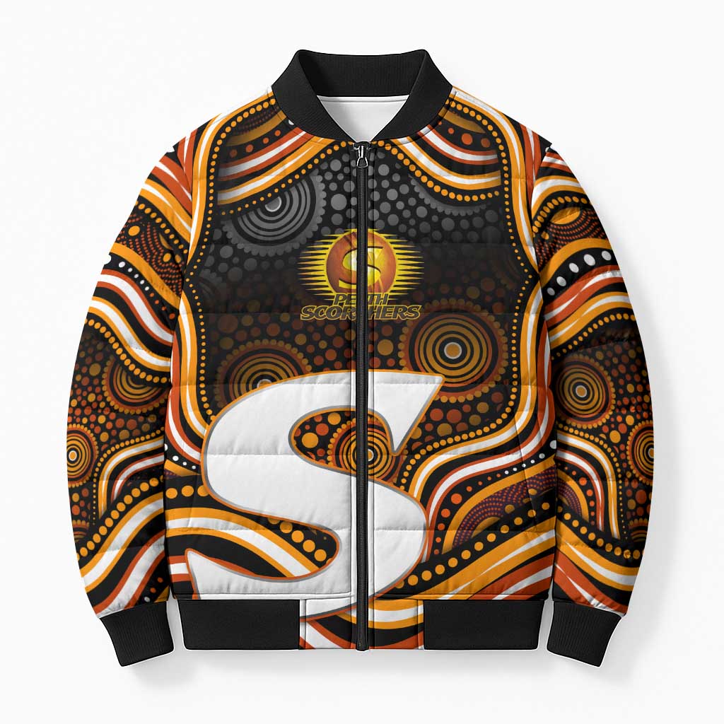 Perth Scorchers Cricket Bomber Puffer Jacket Australian Cricket Mascot - Modern Indigenous Style