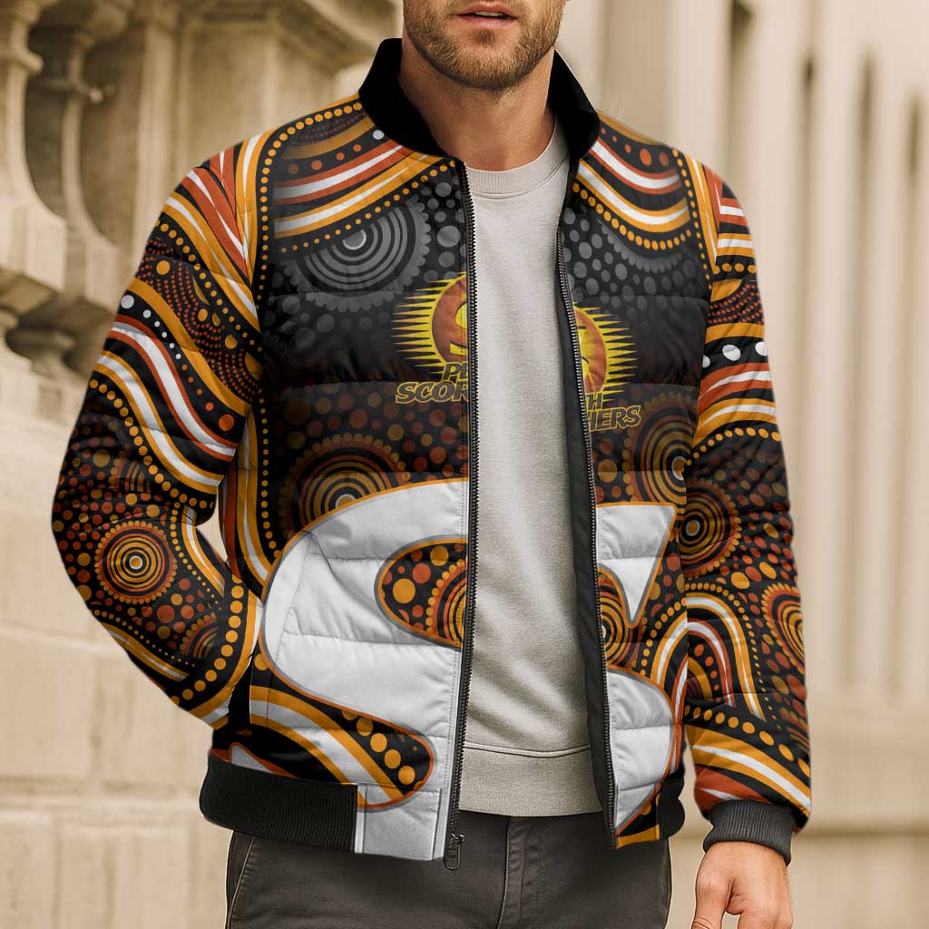 Perth Scorchers Cricket Bomber Puffer Jacket Australian Cricket Mascot - Modern Indigenous Style