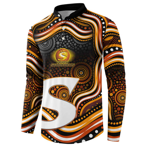 Perth Scorchers Cricket Button Sweatshirt Australian Cricket Mascot - Modern Indigenous Style