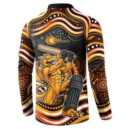 Perth Scorchers Cricket Button Sweatshirt Australian Cricket Mascot - Modern Indigenous Style