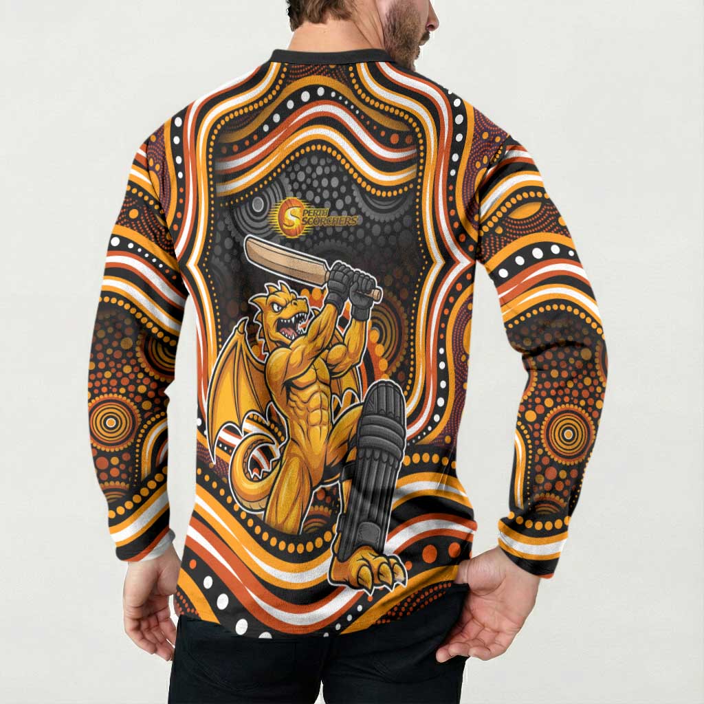Perth Scorchers Cricket Button Sweatshirt Australian Cricket Mascot - Modern Indigenous Style