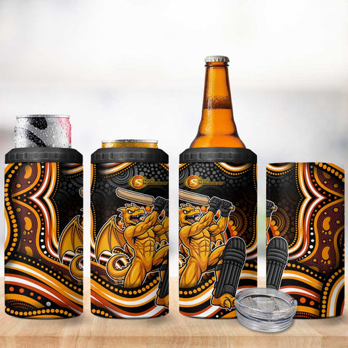 Perth Scorchers Cricket 4 in 1 Can Cooler Tumbler Australian Cricket Mascot - Modern Indigenous Style
