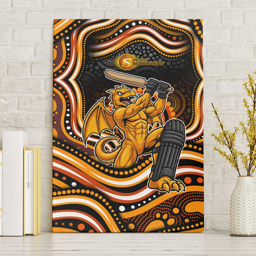 Perth Scorchers Cricket Canvas Wall Art Australian Cricket Mascot - Modern Indigenous Style