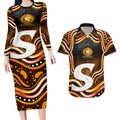 Perth Scorchers Cricket Couples Matching Long Sleeve Bodycon Dress and Hawaiian Shirt Australian Cricket Mascot - Modern Indigenous Style