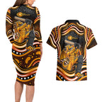 Perth Scorchers Cricket Couples Matching Long Sleeve Bodycon Dress and Hawaiian Shirt Australian Cricket Mascot - Modern Indigenous Style