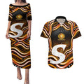 Perth Scorchers Cricket Couples Matching Puletasi and Hawaiian Shirt Australian Cricket Mascot - Modern Indigenous Style