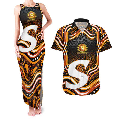 Perth Scorchers Cricket Couples Matching Tank Maxi Dress and Hawaiian Shirt Australian Cricket Mascot - Modern Indigenous Style