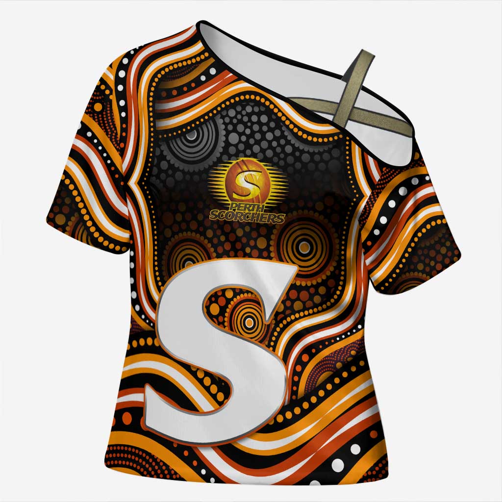 Perth Scorchers Cricket Cross Shoulder Shirt Australian Cricket Mascot - Modern Indigenous Style
