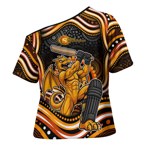 Perth Scorchers Cricket Cross Shoulder Shirt Australian Cricket Mascot - Modern Indigenous Style