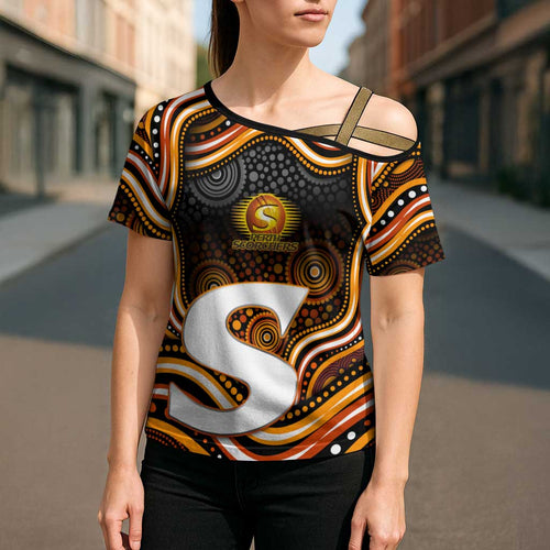 Perth Scorchers Cricket Cross Shoulder Shirt Australian Cricket Mascot - Modern Indigenous Style
