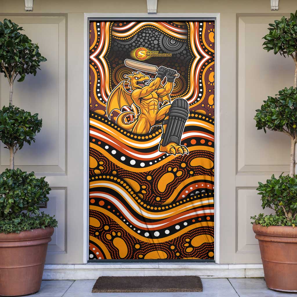 Perth Scorchers Cricket Door Cover Australian Cricket Mascot - Modern Indigenous Style