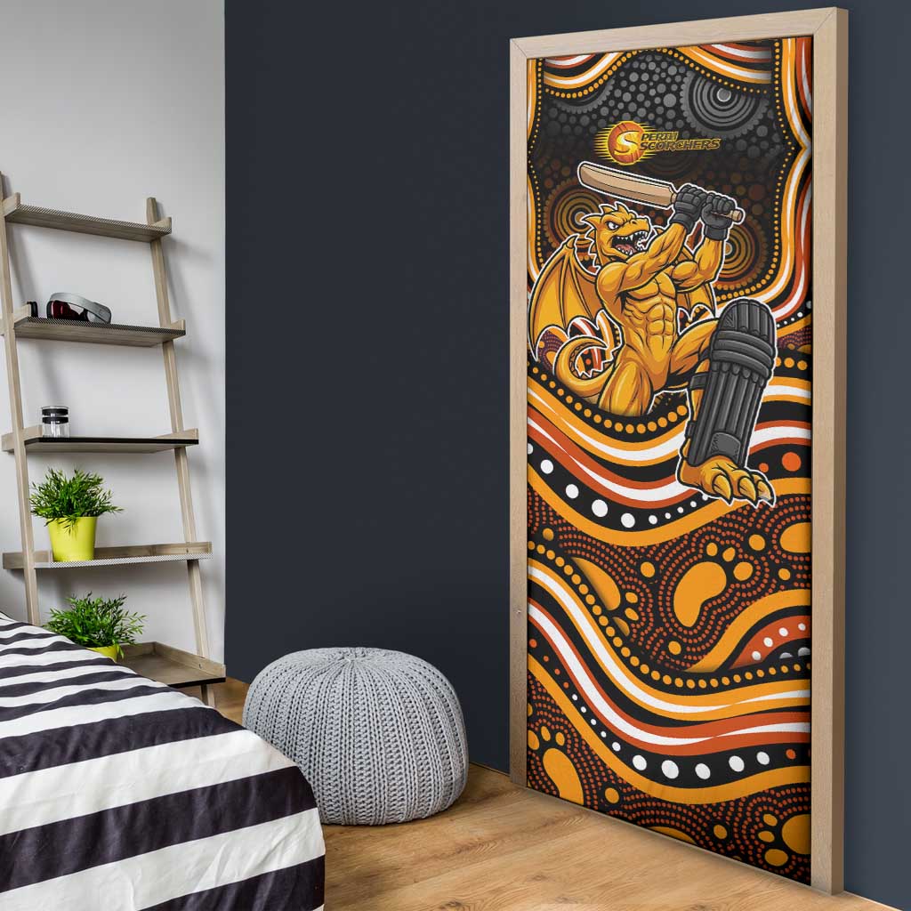 Perth Scorchers Cricket Door Cover Australian Cricket Mascot - Modern Indigenous Style
