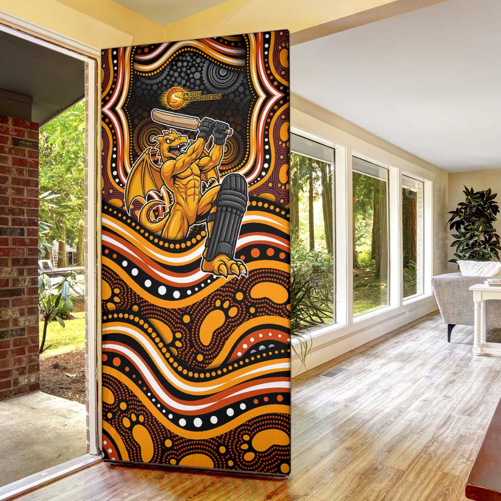 Perth Scorchers Cricket Door Cover Australian Cricket Mascot - Modern Indigenous Style