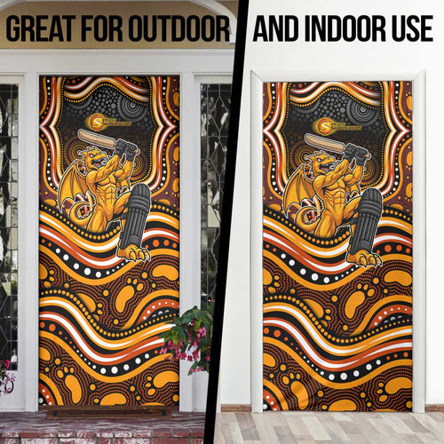 Perth Scorchers Cricket Door Cover Australian Cricket Mascot - Modern Indigenous Style