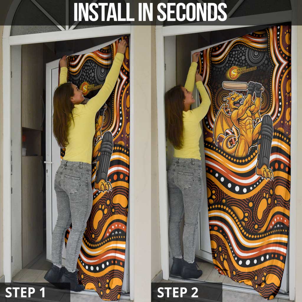 Perth Scorchers Cricket Door Cover Australian Cricket Mascot - Modern Indigenous Style