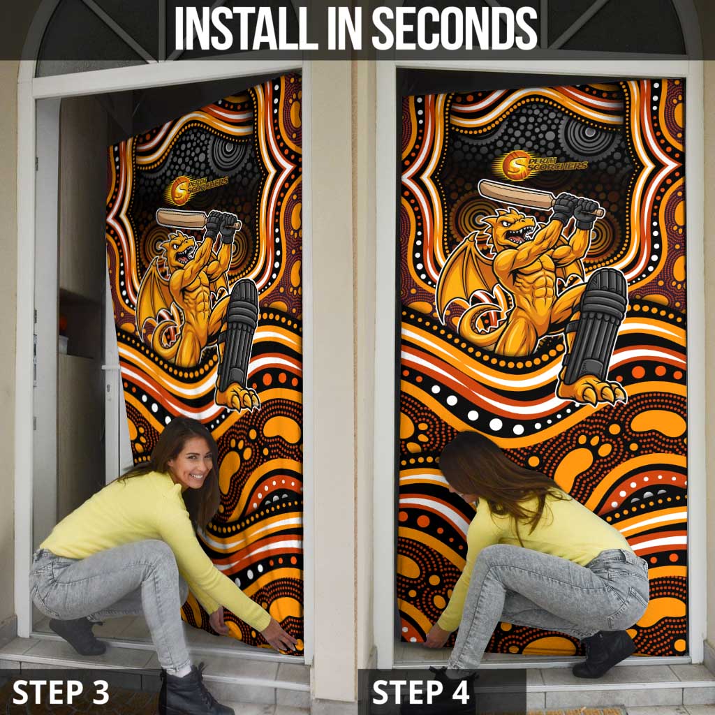 Perth Scorchers Cricket Door Cover Australian Cricket Mascot - Modern Indigenous Style
