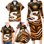 Perth Scorchers Cricket Family Matching Long Sleeve Bodycon Dress and Hawaiian Shirt Australian Cricket Mascot - Modern Indigenous Style