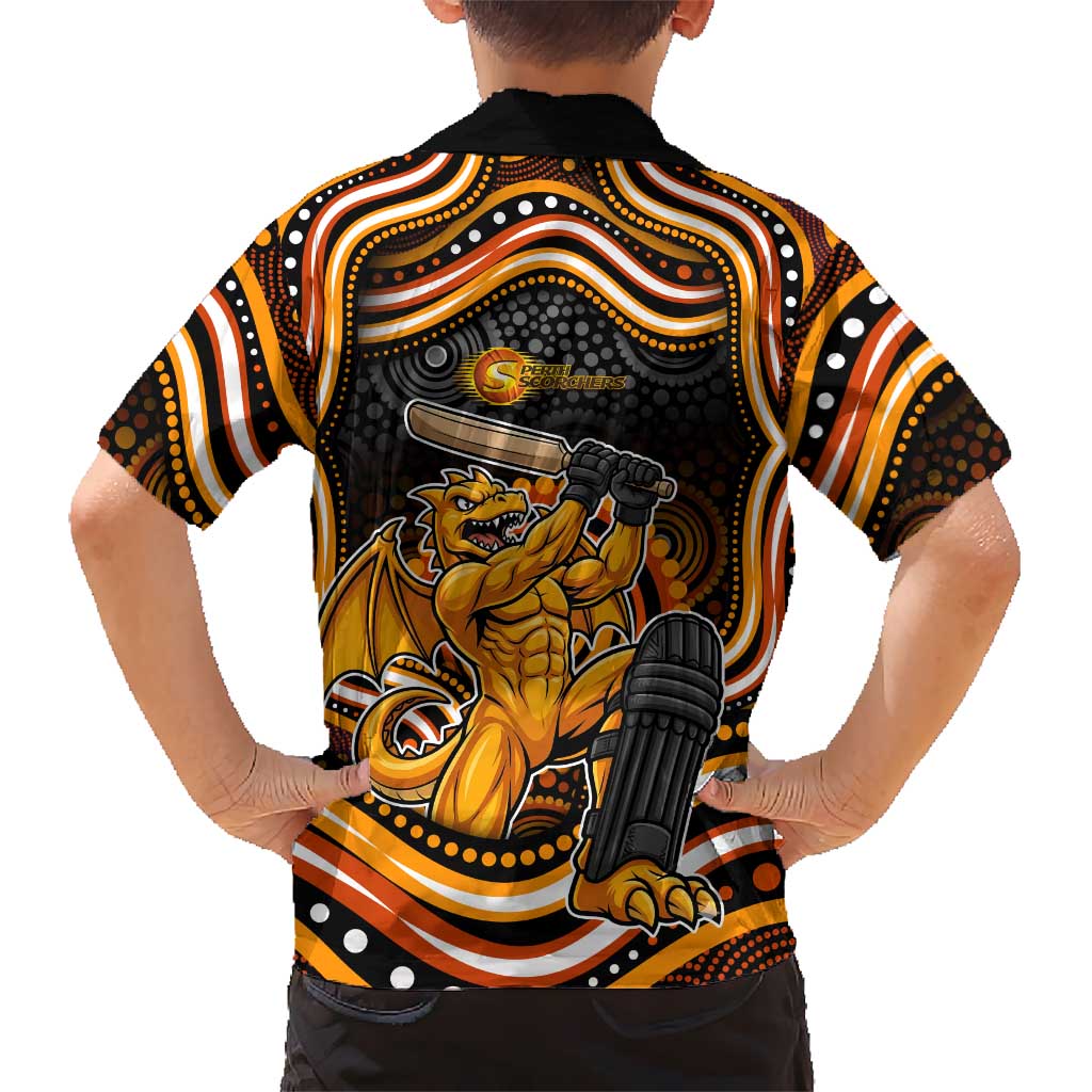 Perth Scorchers Cricket Family Matching Long Sleeve Bodycon Dress and Hawaiian Shirt Australian Cricket Mascot - Modern Indigenous Style