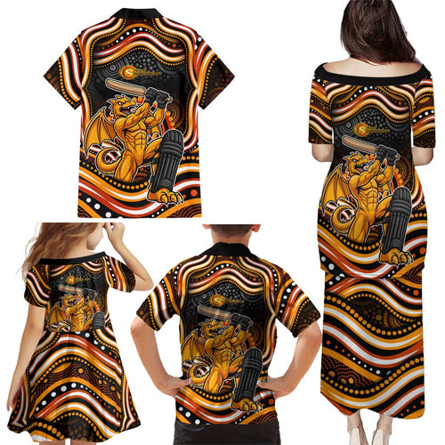 Perth Scorchers Cricket Family Matching Puletasi and Hawaiian Shirt Australian Cricket Mascot - Modern Indigenous Style