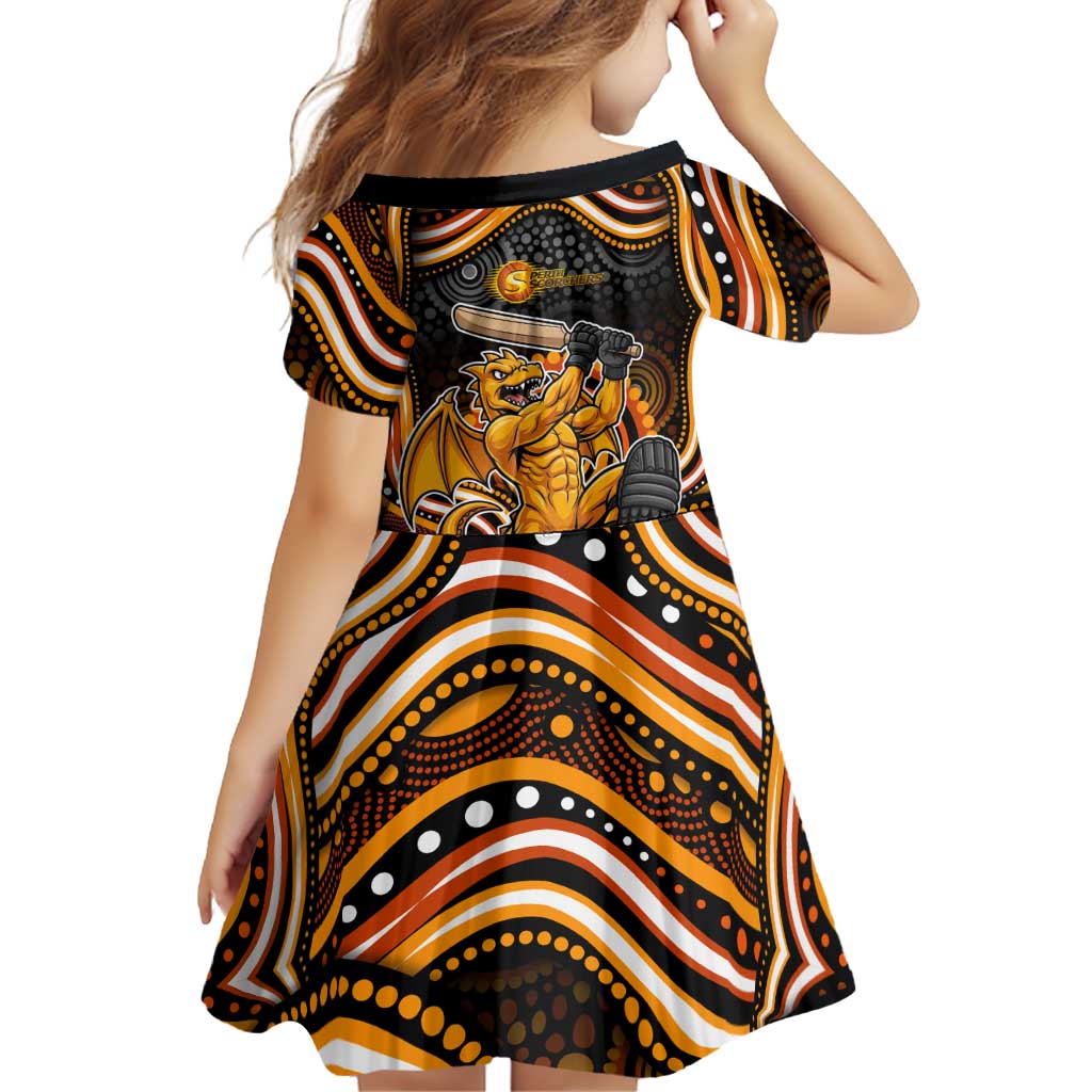 Perth Scorchers Cricket Family Matching Short Sleeve Bodycon Dress and Hawaiian Shirt Australian Cricket Mascot - Modern Indigenous Style