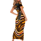 Perth Scorchers Cricket Family Matching Short Sleeve Bodycon Dress and Hawaiian Shirt Australian Cricket Mascot - Modern Indigenous Style