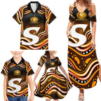 Perth Scorchers Cricket Family Matching Summer Maxi Dress and Hawaiian Shirt Australian Cricket Mascot - Modern Indigenous Style